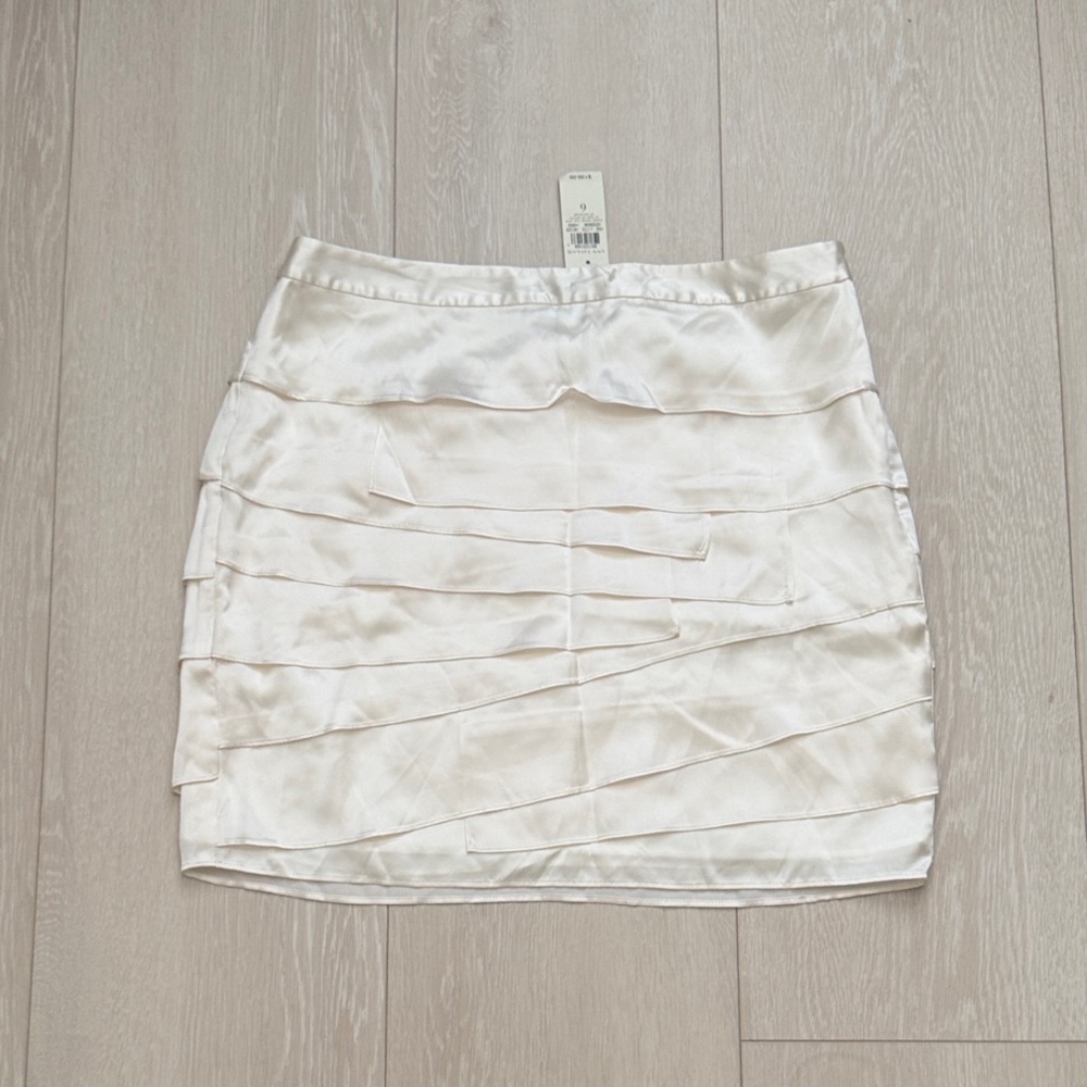 Ann Taylor Silk Tiered Cream Mini Skirt